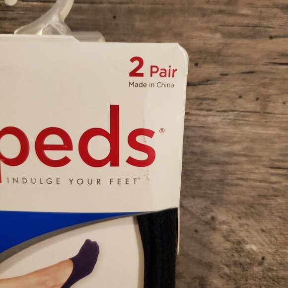 Peds Womens Mid Sport Liner Socks 2 Pair Black Shoe‎ Size 5-10 - Picture 2 of 4